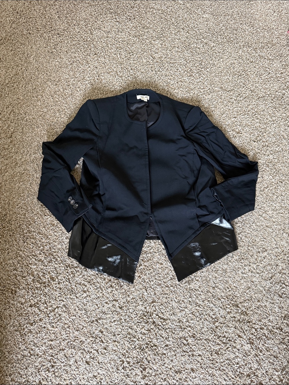 Helmut Lang Black Blazer with Patent Leather Trim